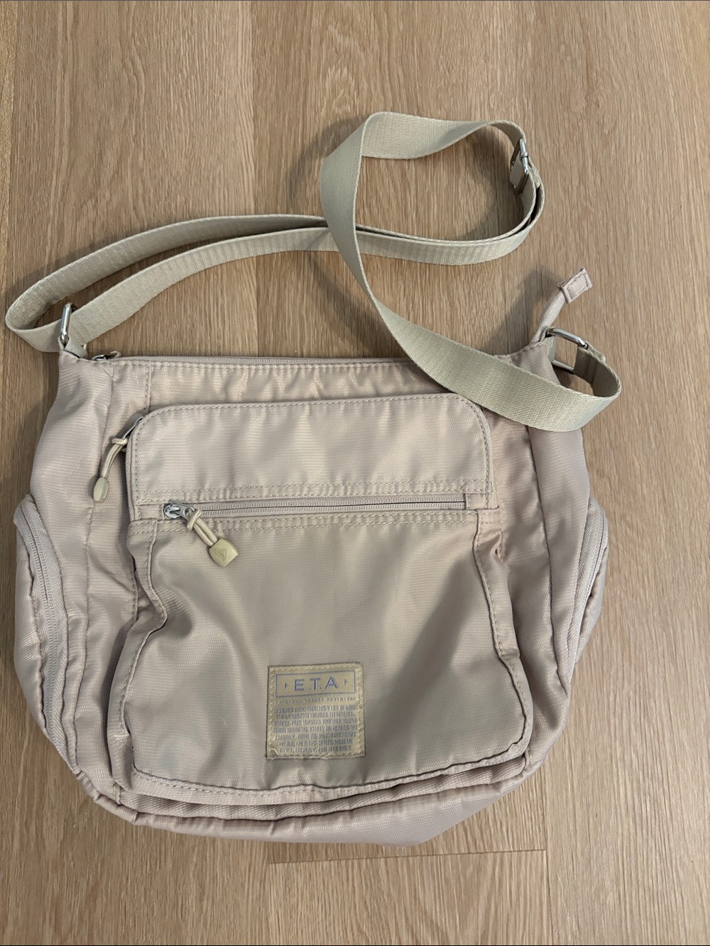 ETA Neutral Beige Crossbody Bag with Front Zip Pocket